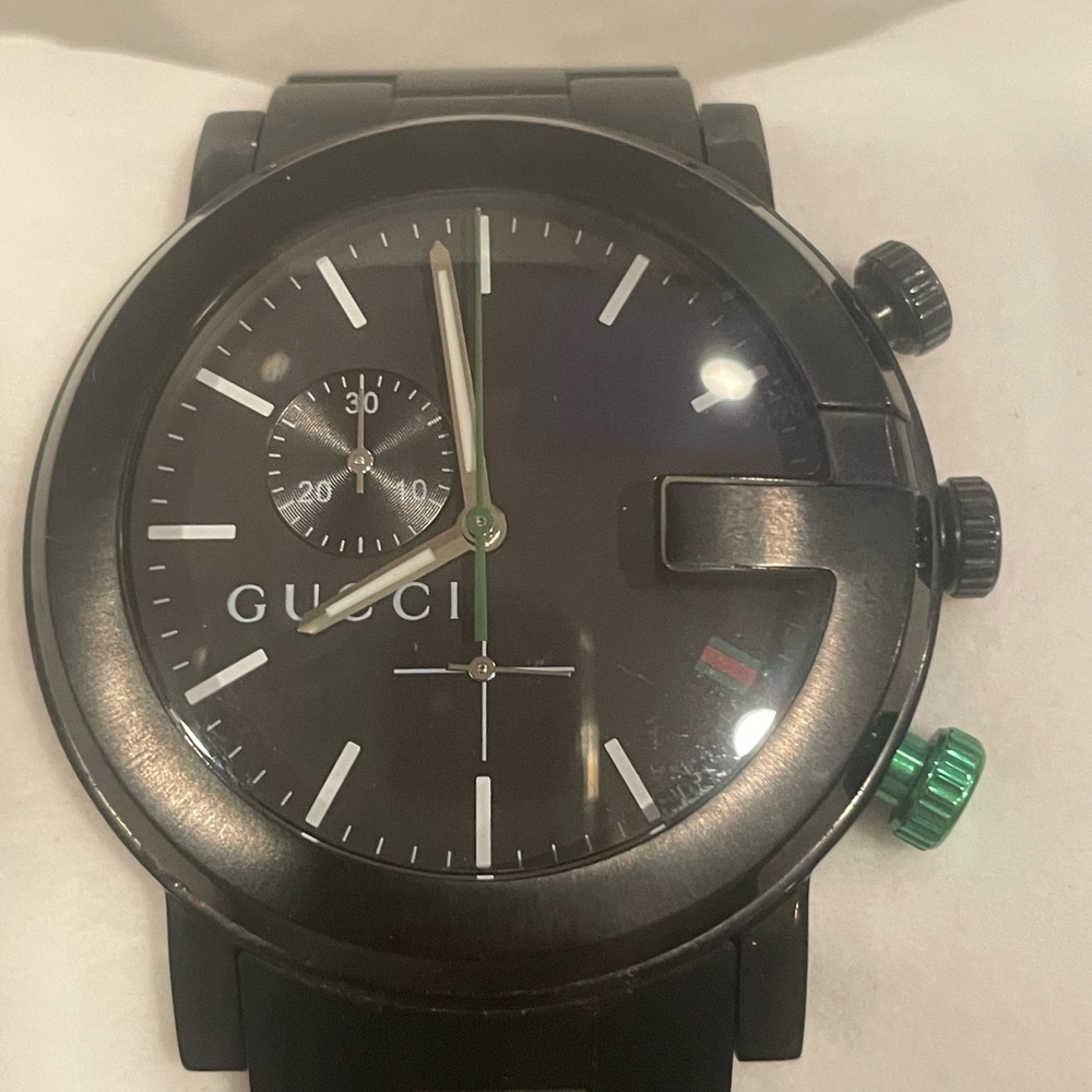 Gucci Men's 101m Chrono Black and Green Chronograph Watch